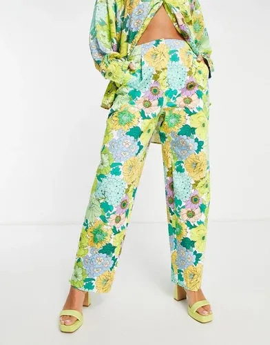 Pantalones de corte tapered con estampado floral retro de algodón de ASOS EDITION-Multicolor (8154130)