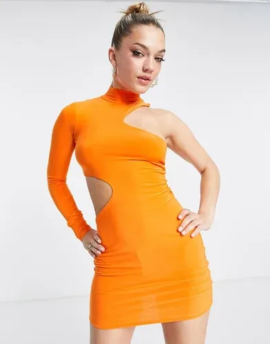 Vestido corto naranja asimétrico con aberturas de Rebellious Fashion (8154985)
