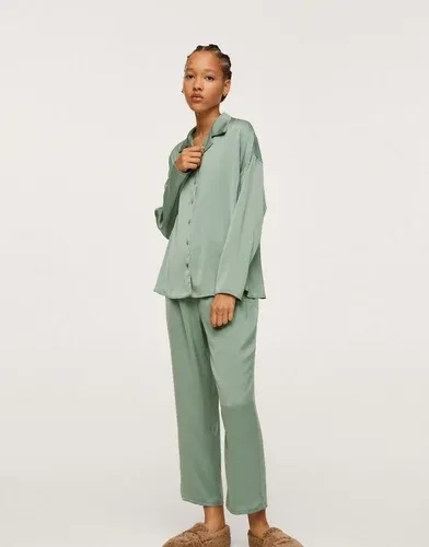 Camisa de pijama color salvia de Mango (parte de un conjunto)-Verde (8157169)