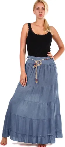 Glara Long ladies maxi skirt elegant belt (8158191)