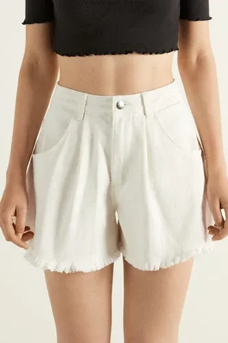 Tezenis Shorts Denim de Talle Alto Paperbag Mujer Blanco Tamaño M (8158263)