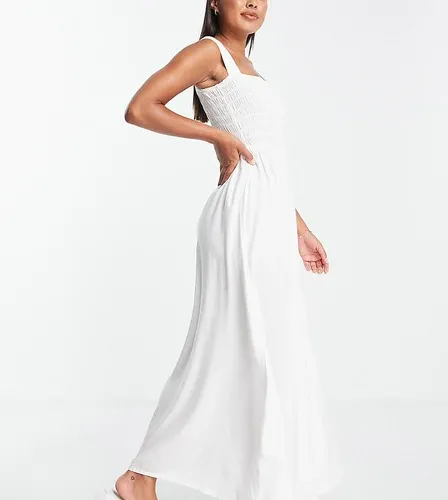 Vestido playero largo blanco con diseño fruncido exclusivo de Esmée (8169747)
