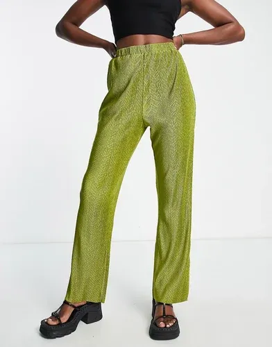 Pantalones verde amarillento plisados de Lola May (8209783)