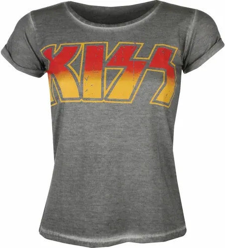 Camiseta KISS para mujer - Distressed Logotype Urban - Gris - HYBRIS - ER-65-KISS004-H68-10-GY (8211871)