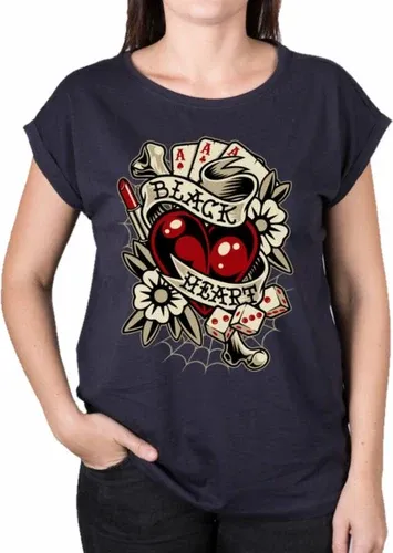 Camiseta BLACK HEART para mujer - ROCKABILLY EXT - AZUL - 9961 (8211875)