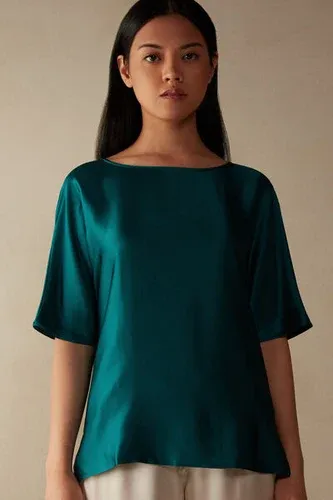 Intimissimi Camiseta de Manga Corta de Seda y Modal Mujer Verde Tamaño L (8197166)