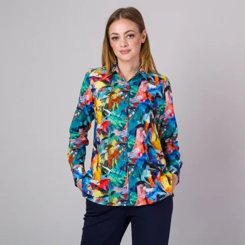 Willsoor Camisa de color para mujer con elementos geométricos 14308 (8172732)