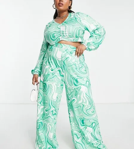 Pantalones verdes con estampado ondulado exclusivos de Collective The Label Curve (parte de un conjunto) (8218425)