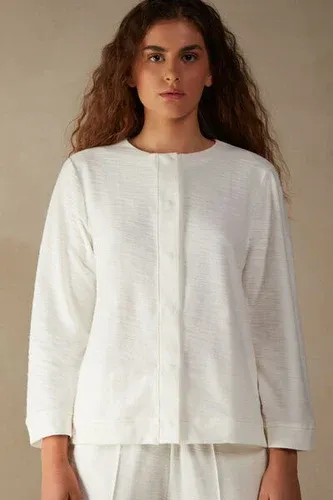 Intimissimi Camiseta de Manga Larga con Abertura Frontal Soft Dreams Mujer Blanco Tamaño L (8216269)