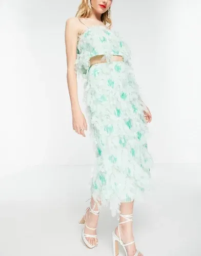 Falda de tubo midi verde pálido texturizada de malla y lentejuelas de ASOS EDITION (8219258)