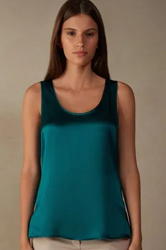 Intimissimi Camiseta de Tirantes de Seda y Modal Mujer Verde Tamaño L (8239642)