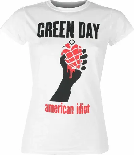 Camiseta GREEN DAY para mujer - AMERICAN IDIOT HEART - BLANCO - PLASTIC HEAD - PHD12449G (8316908)