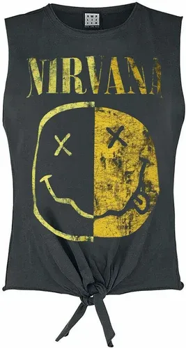 Camiseta sin mangas NIRVANA para mujer - SPLICED SMILEY - CHARCOAL - AMPLIFIED - ZAV805G06 (8316922)