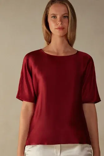 Intimissimi Camiseta de Manga Corta de Seda y Modal Mujer Rojo Tamaño L (8316715)