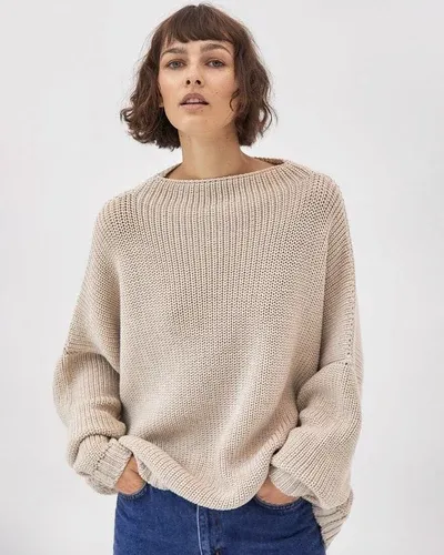 The Knotty Ones Laumės: Beige Merino Wool Sweater (8386004)