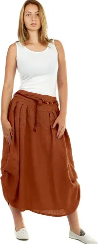 Glara Women's long balloon linen skirt (8405002)