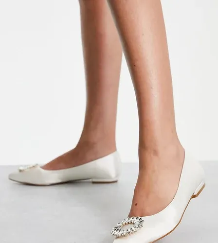 Zapatos de novia blancos planos con abalorio de Be Mine Wide Fit (8436154)