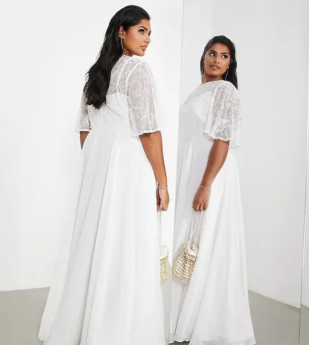 Vestido de boda con cuerpo adornado de ASOS EDITION Curve-Blanco (8441807)