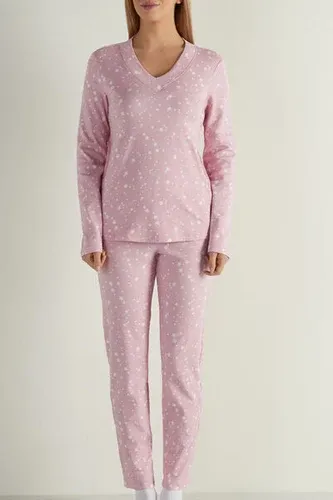 Tezenis Pijama Largo con Escote Pico de Estrellas Mujer Rosa Tamaño L (8475791)
