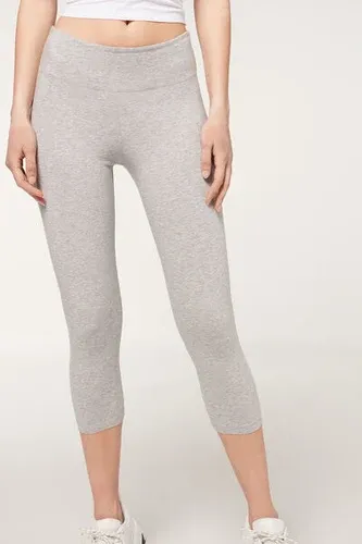 Calzedonia Leggings capri de algodón supima Mujer Gris Tamaño L (6582087)