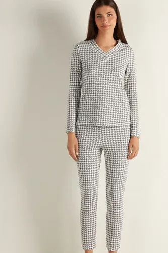 Tezenis Pijama Largo con Escote Pico Mujer Impreso Tamaño L (8461633)