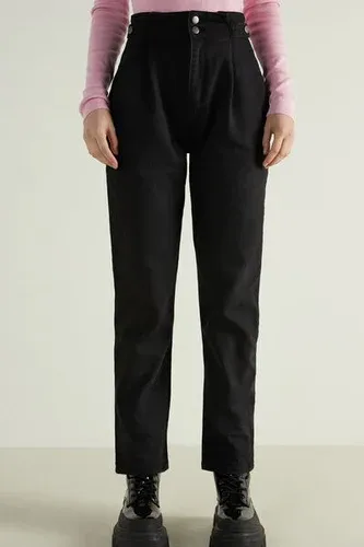 Tezenis Pantalón de Denim con Detalle de Botones Mujer Negro Tamaño L (8611474)