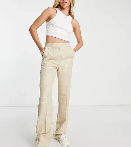 ASOS Tall Pantalones beis de pernera recta con estampado de cuadrícula Ultimate de ASOS DESIGN Tall-Rubio (8696436)