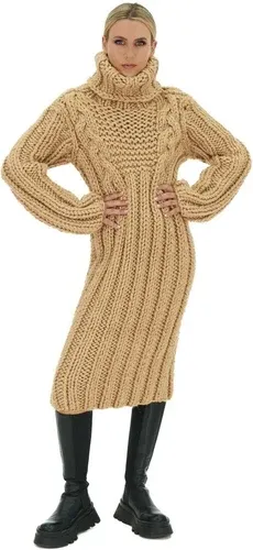 Mums Handmade Cable Midi Sweater Dress - Beige (8717528)