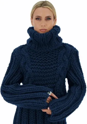 Mums Handmade Cable Midi Sweater Dress - Dark Blue (8717534)