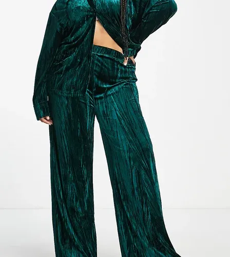 Pantalones verde esmeralda elásticos de pernera muy ancha de Extro &amp; Vert Plus (parte de un conjunto) (8721092)
