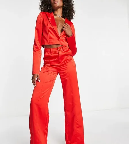 Pantalones rojos de pernera muy ancha de satén de Extro &amp; Vert Tall (parte de un conjunto) (8721100)