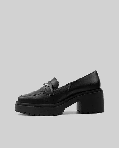 Bohema Squared Chunky Loafers Black Vegan Womens Loafers Shoes (8742578)