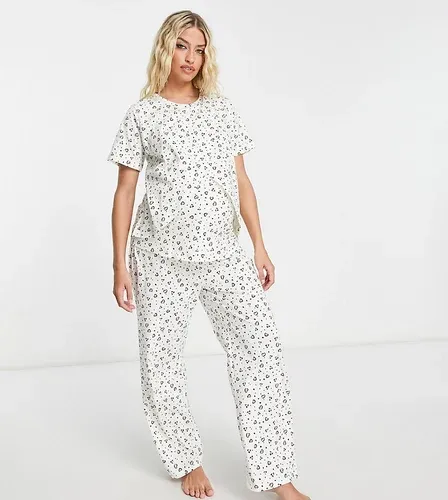 ASOS Maternity Pantalones de pijama color crema con estampado de minicorazones Mix &amp; Match de ASOS DESIGN Maternity-Blanco (8768932)