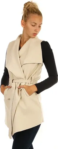 Glara Women's long vest with belt - wide collar (8776870)