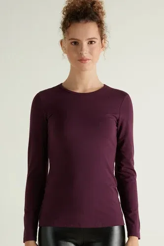 Tezenis Camiseta con Cuello Redondo de Algodón y Modal Térmico Mujer Violeta Tamaño L (8810394)