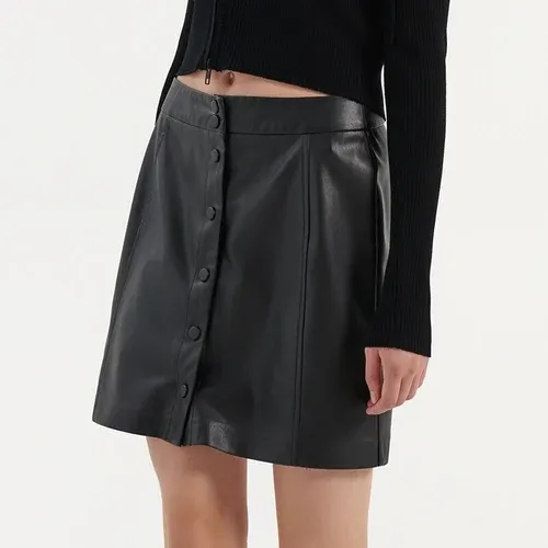 House - Minifalda ajustada negra de cuero sintético - Negro (8740731)