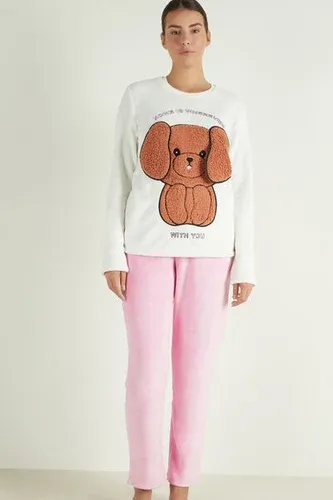 Tezenis Pijama Largo de Forro Polar con Parche de Perro Mujer Rosa Tamaño L (8870716)