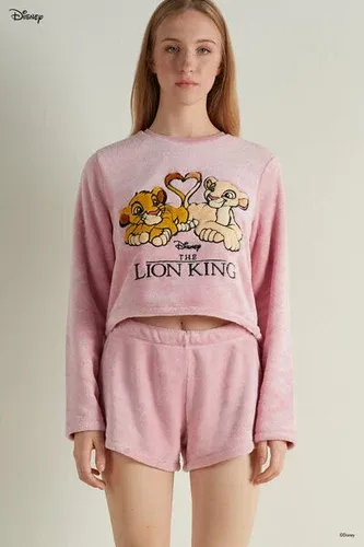 Tezenis Pijama de Manga Larga con Pantalón Corto de Forro Polar de Lion King de Disney Mujer Rosa Tamaño L (8863805)