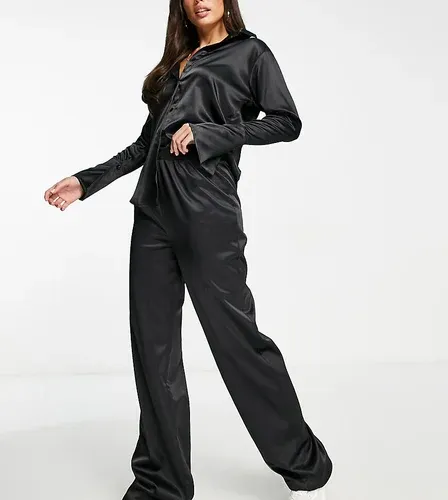 ASOS Tall Pantalones negros sin cierres de satén de ASOS DESIGN Tall (8894100)