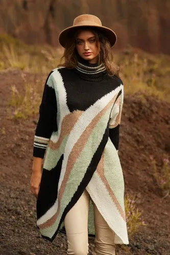 Glara Long poncho with wool (8926773)