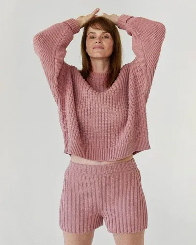 The Knotty Ones Delčia: Dusty Pink Cotton Sweater (8924399)