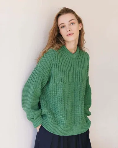 The Knotty Ones Delčia: Fern Green Cotton Sweater (8924402)