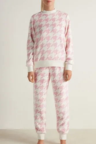 Tezenis Pijama Largo de Forro Polar de Pata de Gallo Mujer Rosa Tamaño L (8870720)