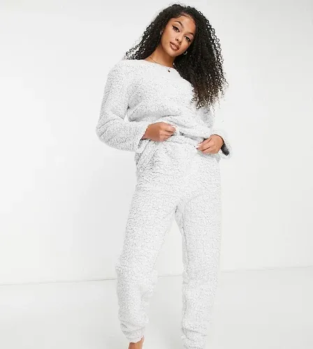 Pijama de dos piezas gris efecto escarcha de sherpa de Loungeable Tall (9005515)