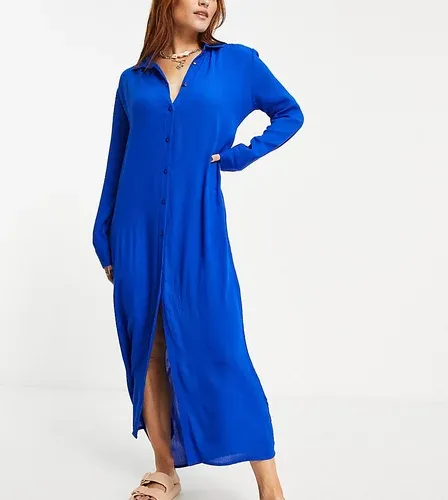 Vestido de playa camisero largo azul cobalto exclusivo de Esmée (9026564)