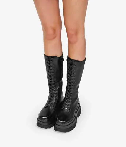 Bosanova Botas militares altas negras con punta cuadrada y plataforma XL para mujer (8924751)