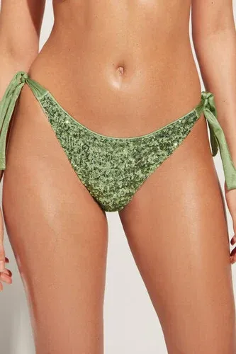Calzedonia Braguita Lazos Lentejuelas Bikini Cannes Mujer Verde Tamaño 1 (9059753)