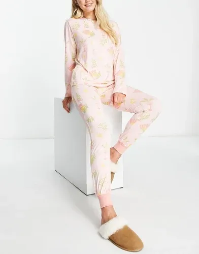 Pijama largo rosa claro estampado de The Wellness Project x Chelsea Peers (9059984)