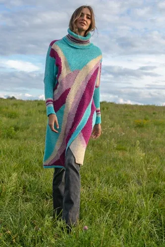 Glara Long poncho with wool (9061849)