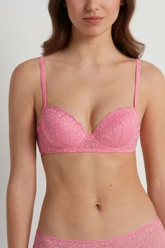 Tezenis Sujetador Balconette Con Relleno Ligero de Encaje Reciclado Wien Mujer Rosa Tamaño 2B (9079676)